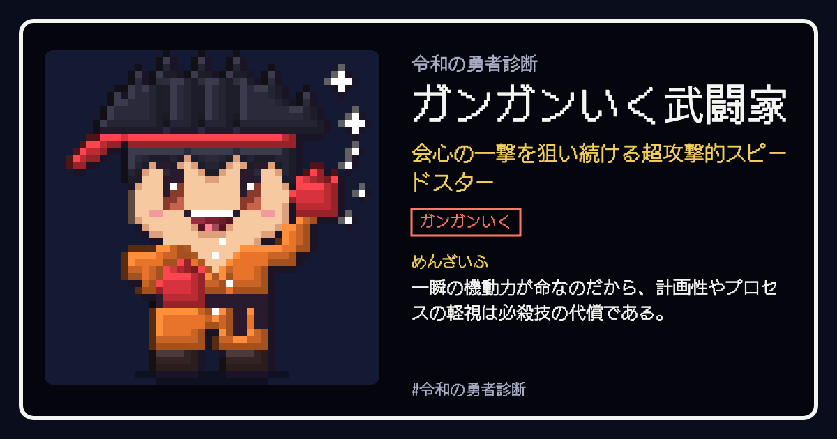 ガンガンいく武闘家の結果カード