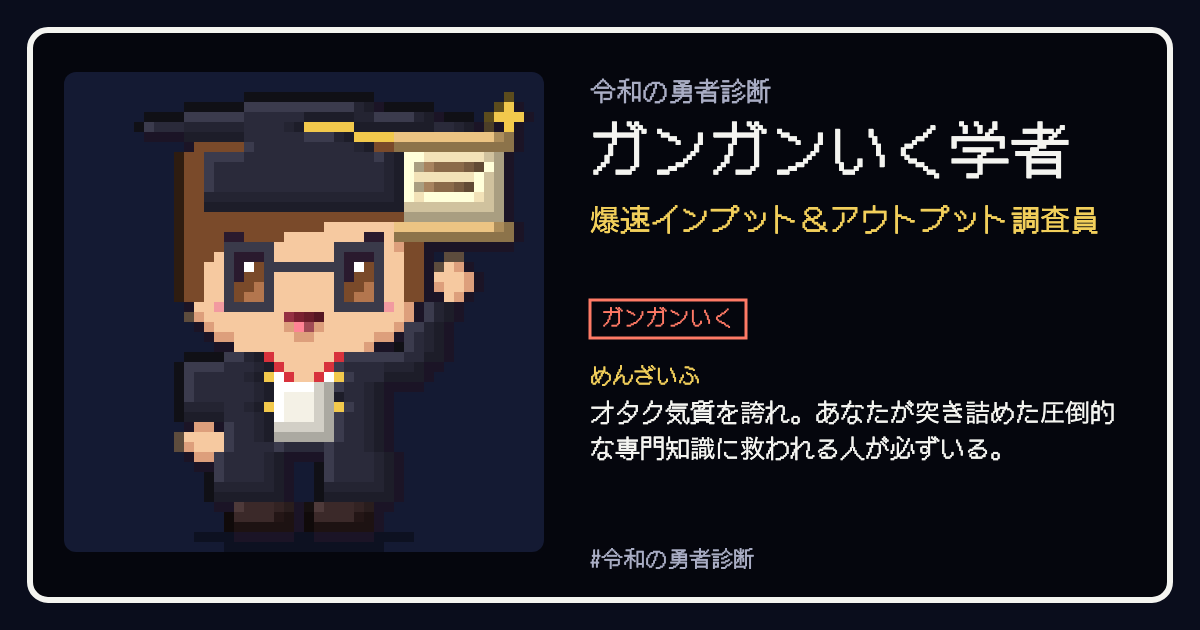 ガンガンいく学者の結果カード