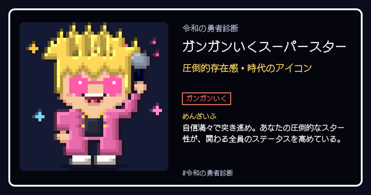 ガンガンいくスーパースターの結果カード