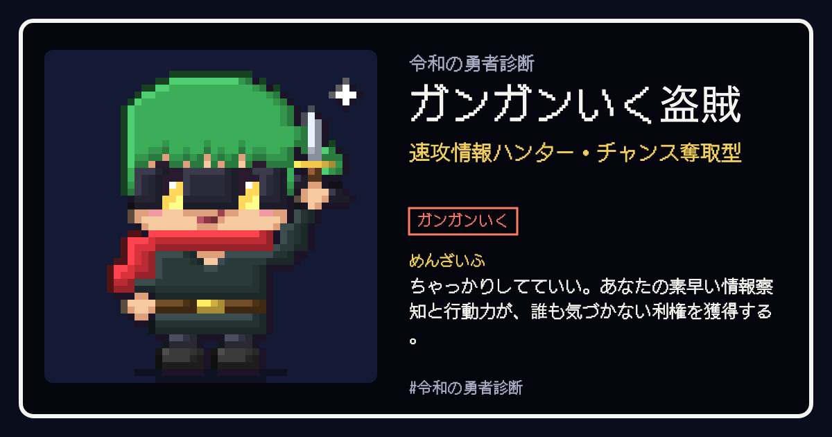 ガンガンいく盗賊の結果カード